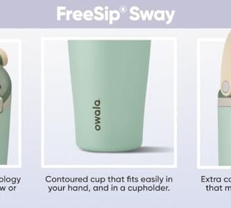 Owala FreeSip Sway Insulated Stainless Steel Water Bottle with Two-Way Spout, Built-In Straw and Bucket Handle, Made for Travel, School, and Sports, 40oz, BPA Free, Leak Proof, Black Cherry