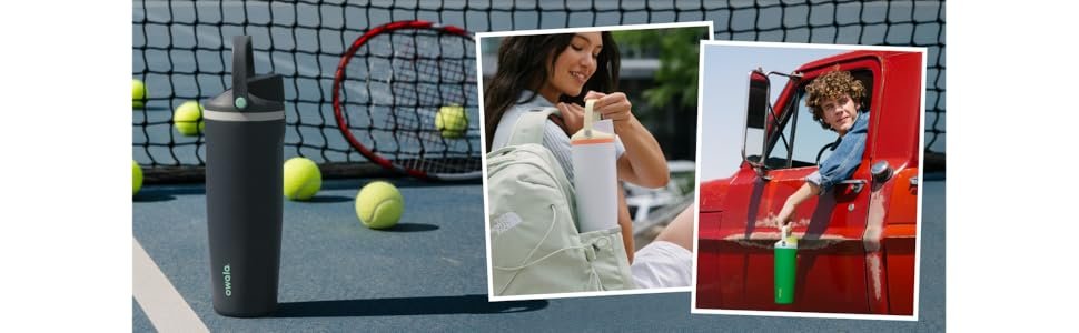 Owala FreeSip Sway Insulated Stainless Steel Water Bottle with Two-Way Spout, Built-In Straw and Bucket Handle, Made for Travel, School, and Sports, 40oz, BPA Free, Leak Proof, Black Cherry